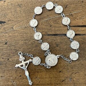 Vintage Saint Anthony Decade Rosary – Catholic Silver Tone